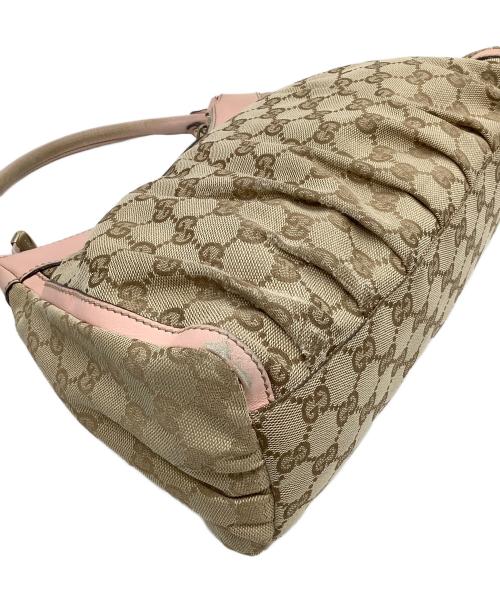 GUCCI（グッチ）GUCCI (グッチ) ワンショルダーバッグ GGキャンバス ピンク×ベージュの古着・服飾アイテム