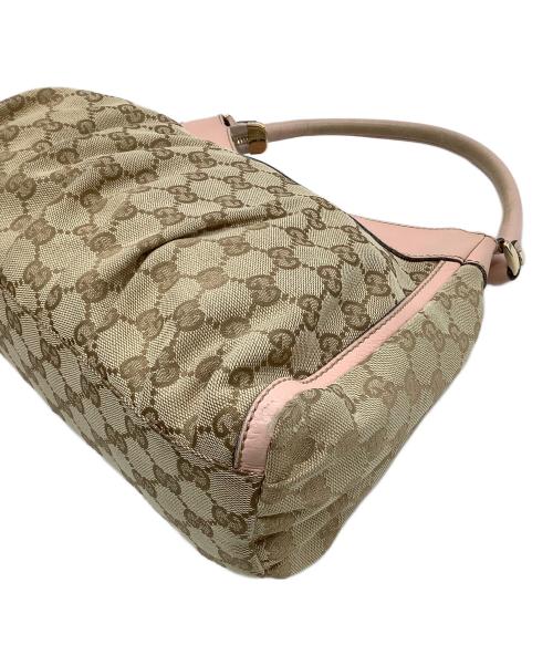 GUCCI（グッチ）GUCCI (グッチ) ワンショルダーバッグ GGキャンバス ピンク×ベージュの古着・服飾アイテム