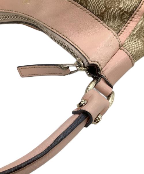 GUCCI（グッチ）GUCCI (グッチ) ワンショルダーバッグ GGキャンバス ピンク×ベージュの古着・服飾アイテム