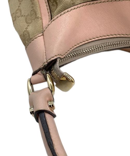 GUCCI（グッチ）GUCCI (グッチ) ワンショルダーバッグ GGキャンバス ピンク×ベージュの古着・服飾アイテム