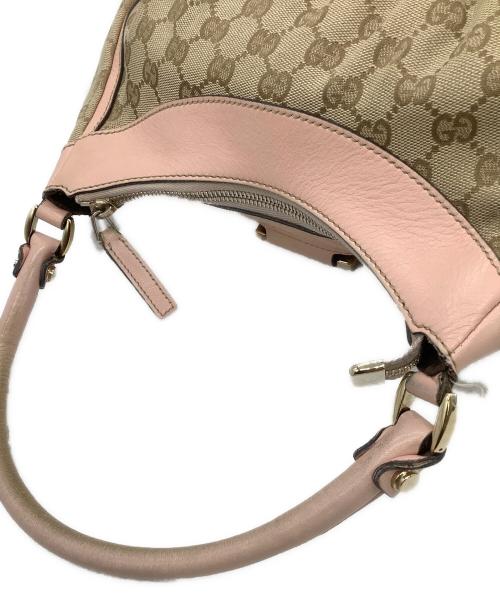 GUCCI（グッチ）GUCCI (グッチ) ワンショルダーバッグ GGキャンバス ピンク×ベージュの古着・服飾アイテム
