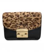 FURLAフルラ）の古着「チェーンショルダーバッグ　メトロポリス　ヒョウ柄」｜ブラック