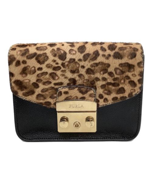 FURLA（フルラ）FURLA (フルラ) チェーンショルダーバッグ　メトロポリス　ヒョウ柄 ブラックの古着・服飾アイテム