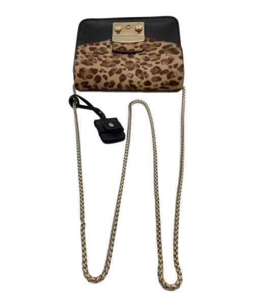 FURLA（フルラ）FURLA (フルラ) チェーンショルダーバッグ　メトロポリス　ヒョウ柄 ブラックの古着・服飾アイテム