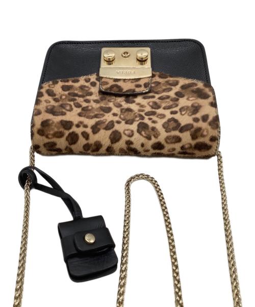 FURLA（フルラ）FURLA (フルラ) チェーンショルダーバッグ　メトロポリス　ヒョウ柄 ブラックの古着・服飾アイテム
