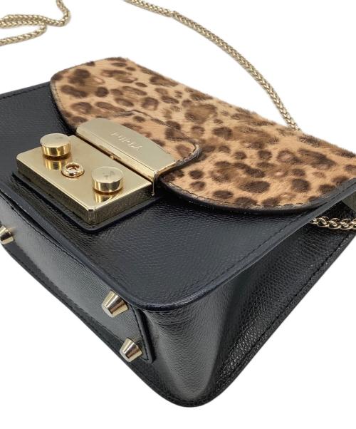 FURLA（フルラ）FURLA (フルラ) チェーンショルダーバッグ　メトロポリス　ヒョウ柄 ブラックの古着・服飾アイテム