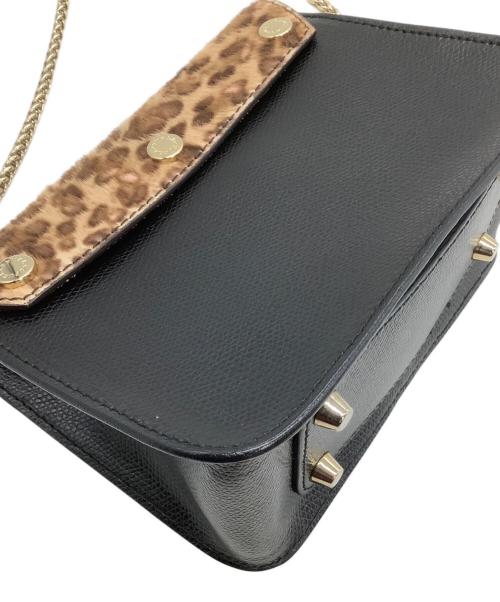 FURLA（フルラ）FURLA (フルラ) チェーンショルダーバッグ　メトロポリス　ヒョウ柄 ブラックの古着・服飾アイテム