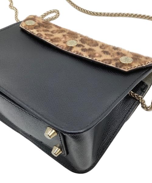 FURLA（フルラ）FURLA (フルラ) チェーンショルダーバッグ　メトロポリス　ヒョウ柄 ブラックの古着・服飾アイテム