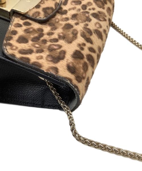 FURLA（フルラ）FURLA (フルラ) チェーンショルダーバッグ　メトロポリス　ヒョウ柄 ブラックの古着・服飾アイテム
