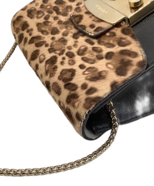 FURLA（フルラ）FURLA (フルラ) チェーンショルダーバッグ　メトロポリス　ヒョウ柄 ブラックの古着・服飾アイテム