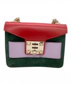 SALARサラー）の古着「チェーンショルダーバッグ」｜レッド×グリーン×パープル