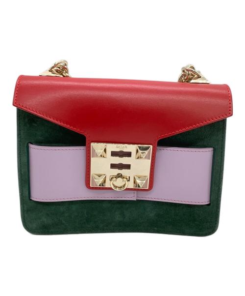 SALAR（サラー）SALAR (サラー) チェーンショルダーバッグ レッド×グリーン×パープルの古着・服飾アイテム