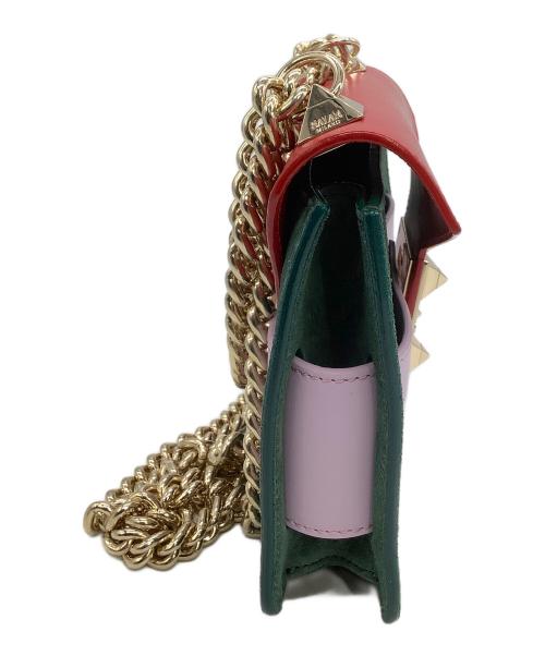 SALAR（サラー）SALAR (サラー) チェーンショルダーバッグ レッド×グリーン×パープルの古着・服飾アイテム