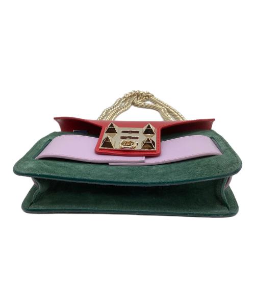 SALAR（サラー）SALAR (サラー) チェーンショルダーバッグ レッド×グリーン×パープルの古着・服飾アイテム