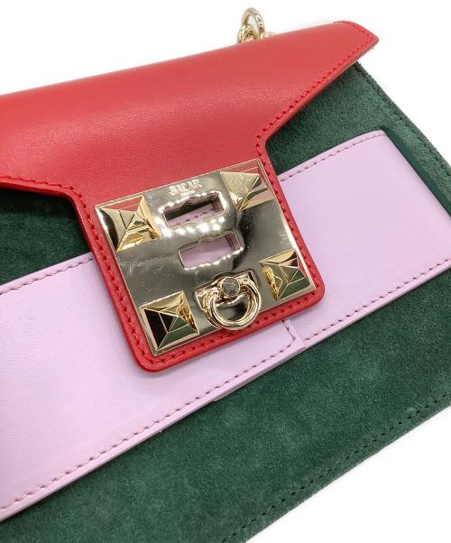 SALAR（サラー）SALAR (サラー) チェーンショルダーバッグ レッド×グリーン×パープルの古着・服飾アイテム