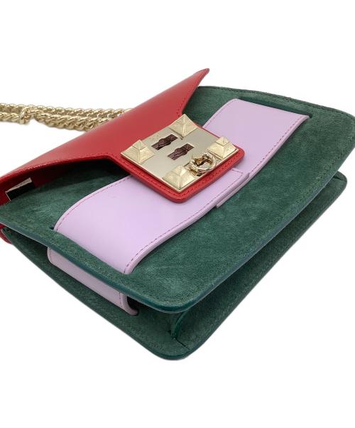 SALAR（サラー）SALAR (サラー) チェーンショルダーバッグ レッド×グリーン×パープルの古着・服飾アイテム