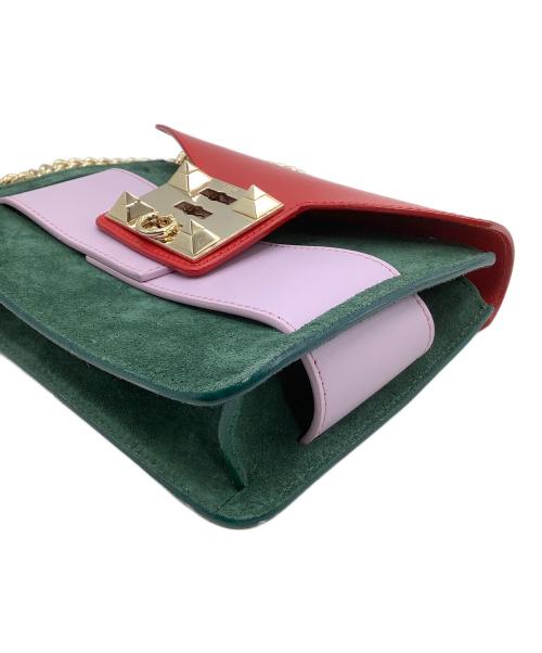 SALAR（サラー）SALAR (サラー) チェーンショルダーバッグ レッド×グリーン×パープルの古着・服飾アイテム