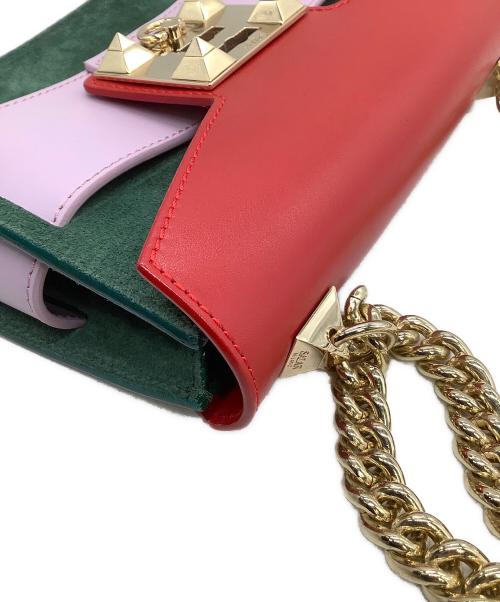 SALAR（サラー）SALAR (サラー) チェーンショルダーバッグ レッド×グリーン×パープルの古着・服飾アイテム