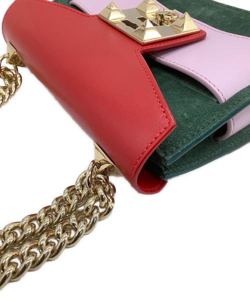 SALAR（サラー）SALAR (サラー) チェーンショルダーバッグ レッド×グリーン×パープルの古着・服飾アイテム