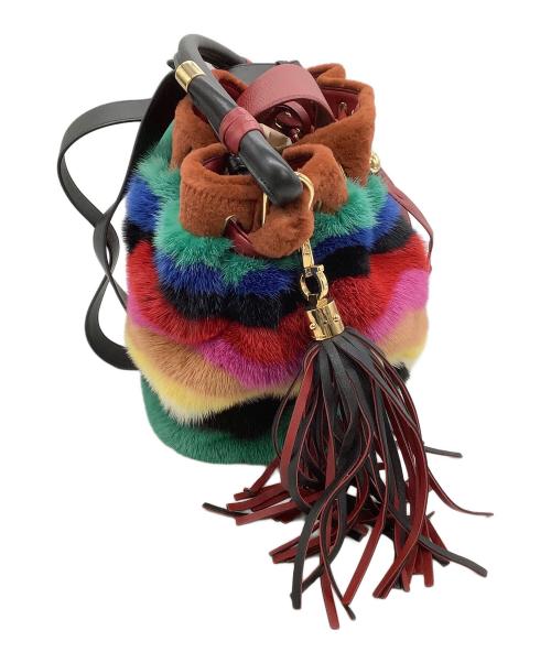 Salvatore Ferragamo（サルヴァトーレ フェラガモ）Salvatore Ferragamo (サルヴァトーレ フェラガモ) 2WAYファーバッグ SARA レインボーの古着・服飾アイテム