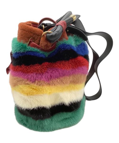 Salvatore Ferragamo（サルヴァトーレ フェラガモ）Salvatore Ferragamo (サルヴァトーレ フェラガモ) 2WAYファーバッグ SARA レインボーの古着・服飾アイテム