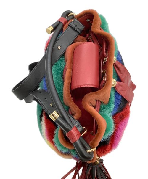 Salvatore Ferragamo（サルヴァトーレ フェラガモ）Salvatore Ferragamo (サルヴァトーレ フェラガモ) 2WAYファーバッグ SARA レインボーの古着・服飾アイテム