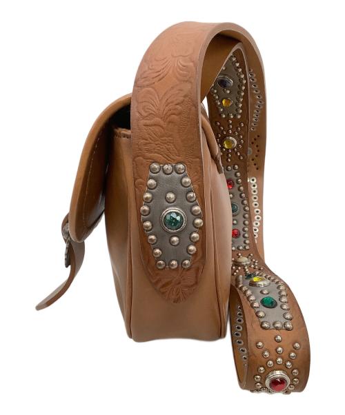 GOLDEN GOOSE（ゴールデングース）GOLDEN GOOSE (ゴールデングース) ロデオバッグ  ストーン装飾 ブラウンの古着・服飾アイテム