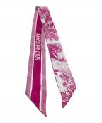 Christian Diorクリスチャン ディオール）の古着「ツイルスカーフ　ミッツァ スカーフ　トワル ドゥ ジュイ ソヴァージュ シルクツイル」｜ピンク×ホワイト