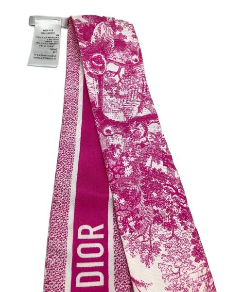 Christian Dior（クリスチャン ディオール）Christian Dior (クリスチャン ディオール) ツイルスカーフ　ミッツァ スカーフ　トワル ドゥ ジュイ ソヴァージュ シルクツイル ピンク×ホワイトの古着・服飾アイテム