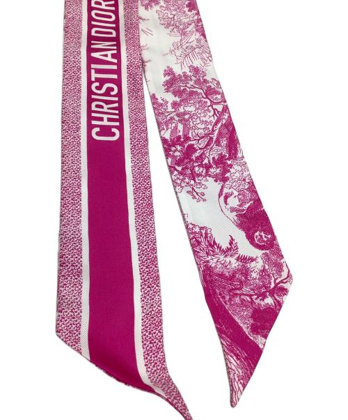 Christian Dior（クリスチャン ディオール）Christian Dior (クリスチャン ディオール) ツイルスカーフ　ミッツァ スカーフ　トワル ドゥ ジュイ ソヴァージュ シルクツイル ピンク×ホワイトの古着・服飾アイテム