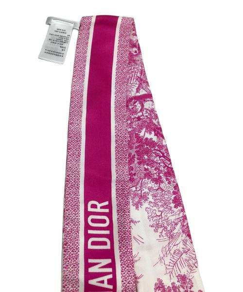 Christian Dior（クリスチャン ディオール）Christian Dior (クリスチャン ディオール) ツイルスカーフ　ミッツァ スカーフ　トワル ドゥ ジュイ ソヴァージュ シルクツイル ピンク×ホワイトの古着・服飾アイテム