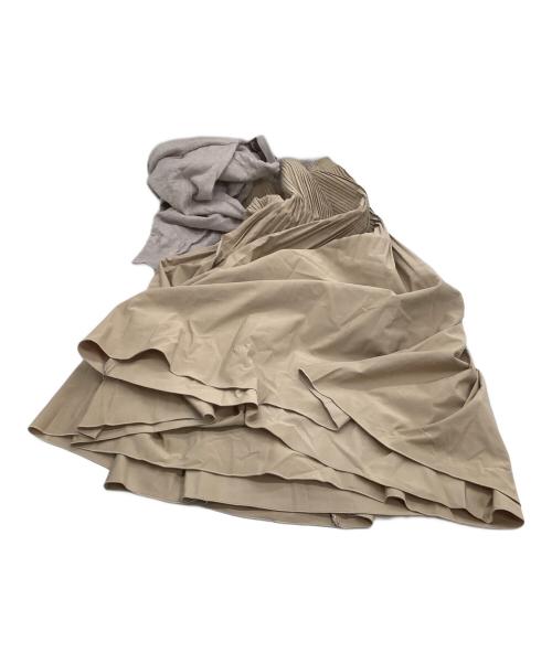 DRAWER（ドゥロワー）DRAWER (ドゥロワー) 長袖ワンピース　14Gコットン ニット ドッキング プリーツワンピース ベージュ サイズ:表記なしの古着・服飾アイテム