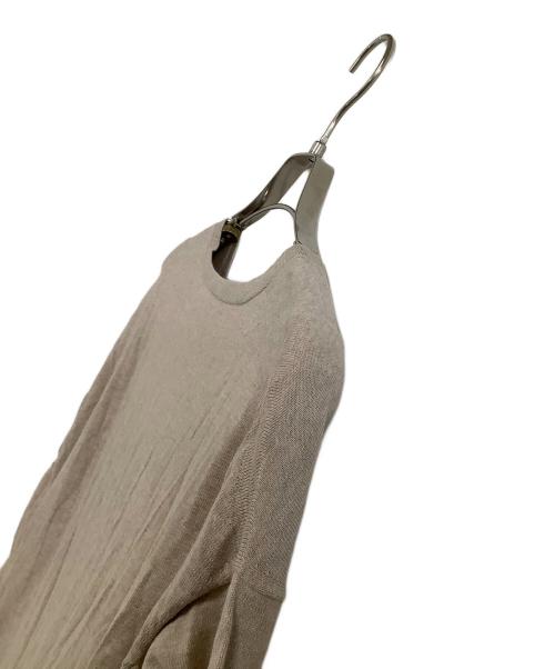 DRAWER（ドゥロワー）DRAWER (ドゥロワー) 長袖ワンピース　14Gコットン ニット ドッキング プリーツワンピース ベージュ サイズ:表記なしの古着・服飾アイテム