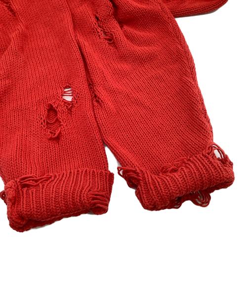 KAMIYA（カミヤ）KAMIYA (カミヤ) 薄手ニット　Distressed Pullover Sweater レッド サイズ:Sの古着・服飾アイテム