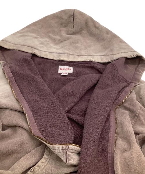 KAMIYA（カミヤ）KAMIYA (カミヤ) ジップパーカー　ROPE/Bleached Zip-up Hooded Sweatshirt ブラウン サイズ:Sの古着・服飾アイテム