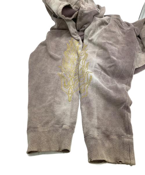 KAMIYA（カミヤ）KAMIYA (カミヤ) ジップパーカー　ROPE/Bleached Zip-up Hooded Sweatshirt ブラウン サイズ:Sの古着・服飾アイテム