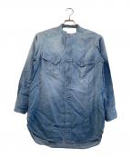 ticcaティッカ）の古着「長袖シャツ　ノーカラーテンセルデニムシャツ」｜ブルー