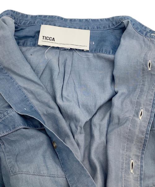 ticca（ティッカ）ticca (ティッカ) 長袖シャツ　ノーカラーテンセルデニムシャツ ブルー サイズ:2の古着・服飾アイテム