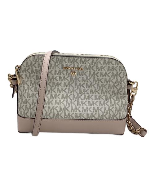 MICHAEL KORS（マイケル・コース）MICHAEL KORS (マイケル・コース) チェーンショルダーバッグ ホワイト×ピンクの古着・服飾アイテム