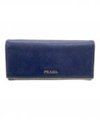 PRADAプラダ）の古着「長財布 サフィアーノ」｜ネイビー×ゴールド