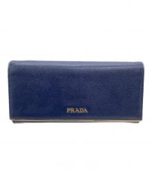 PRADA（プラダ）の古着「長財布 サフィアーノ」｜ネイビー×ゴールド
