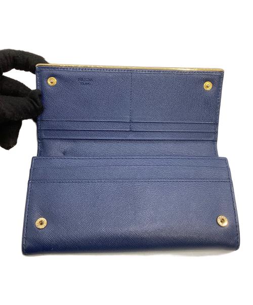 PRADA（プラダ）PRADA (プラダ) 長財布 サフィアーノ ネイビー×ゴールドの古着・服飾アイテム