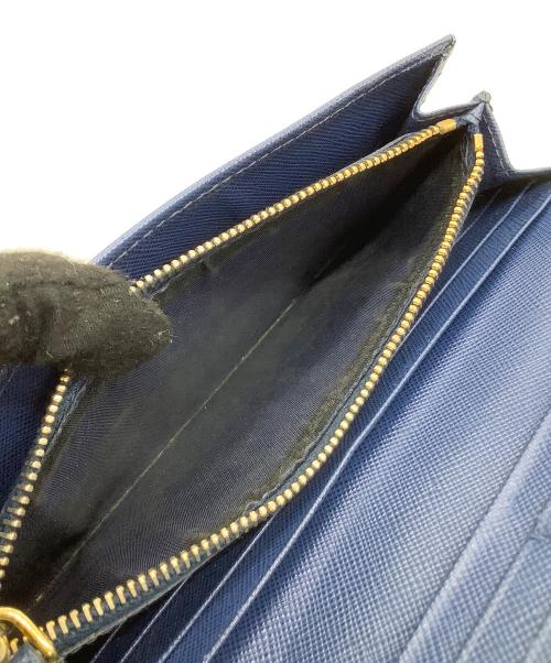 PRADA（プラダ）PRADA (プラダ) 長財布 サフィアーノ ネイビー×ゴールドの古着・服飾アイテム