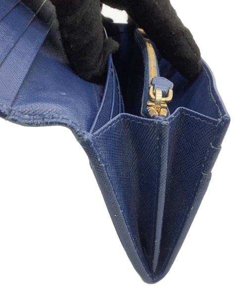 PRADA（プラダ）PRADA (プラダ) 長財布 サフィアーノ ネイビー×ゴールドの古着・服飾アイテム