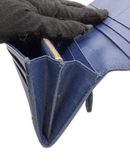 PRADA（プラダ）PRADA (プラダ) 長財布 サフィアーノ ネイビー×ゴールドの古着・服飾アイテム