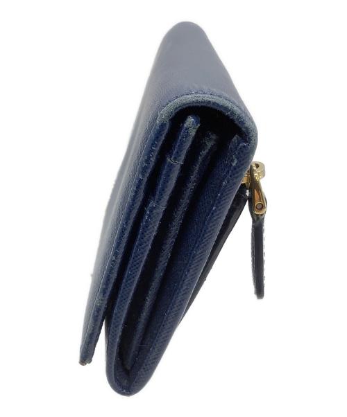 PRADA（プラダ）PRADA (プラダ) 長財布 サフィアーノ ネイビー×ゴールドの古着・服飾アイテム