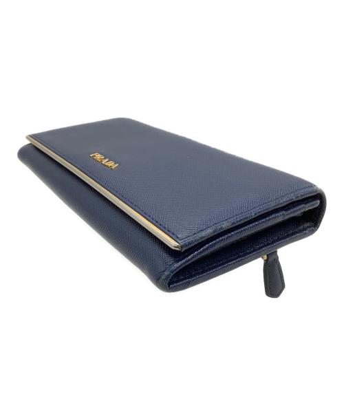 PRADA（プラダ）PRADA (プラダ) 長財布 サフィアーノ ネイビー×ゴールドの古着・服飾アイテム