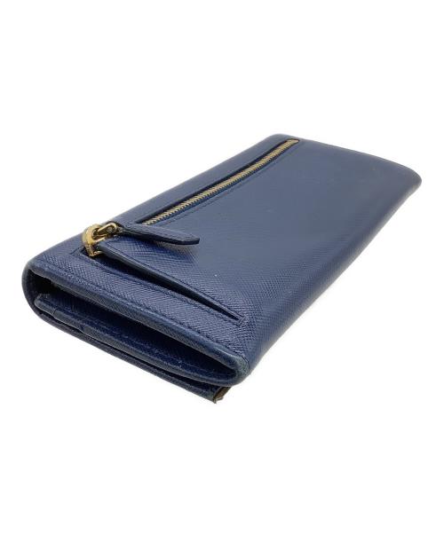 PRADA（プラダ）PRADA (プラダ) 長財布 サフィアーノ ネイビー×ゴールドの古着・服飾アイテム