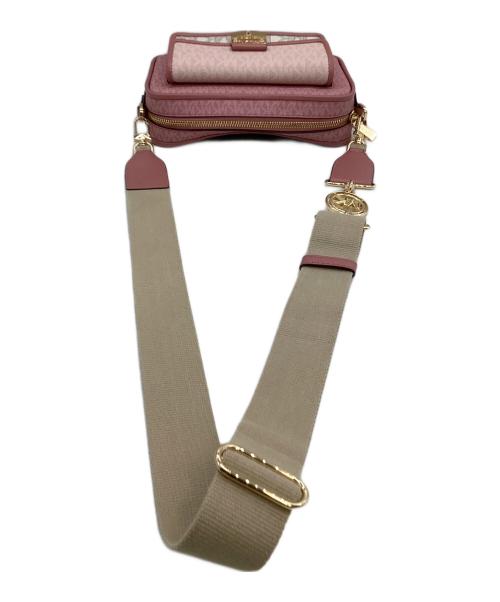 MICHAEL KORS（マイケル・コース）MICHAEL KORS (マイケル・コース) ショルダーバッグ  ブラッドショー ピンク×ホワイトの古着・服飾アイテム