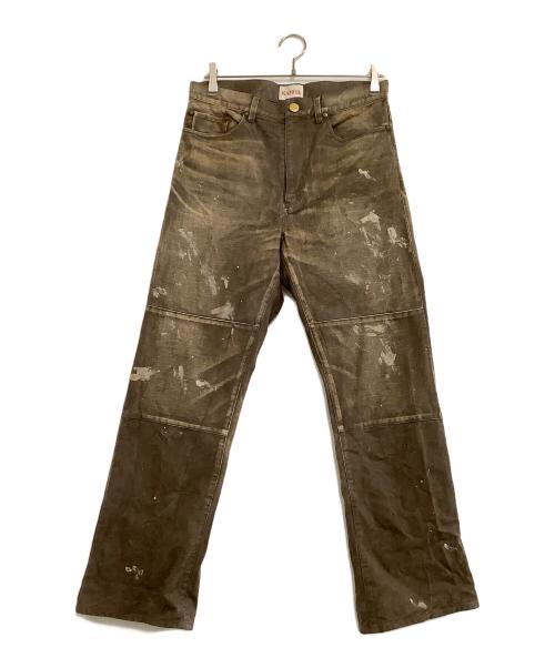 KAMIYA（カミヤ）KAMIYA (カミヤ) サージプリントパンツ ブラウン サイズ:Mの古着・服飾アイテム